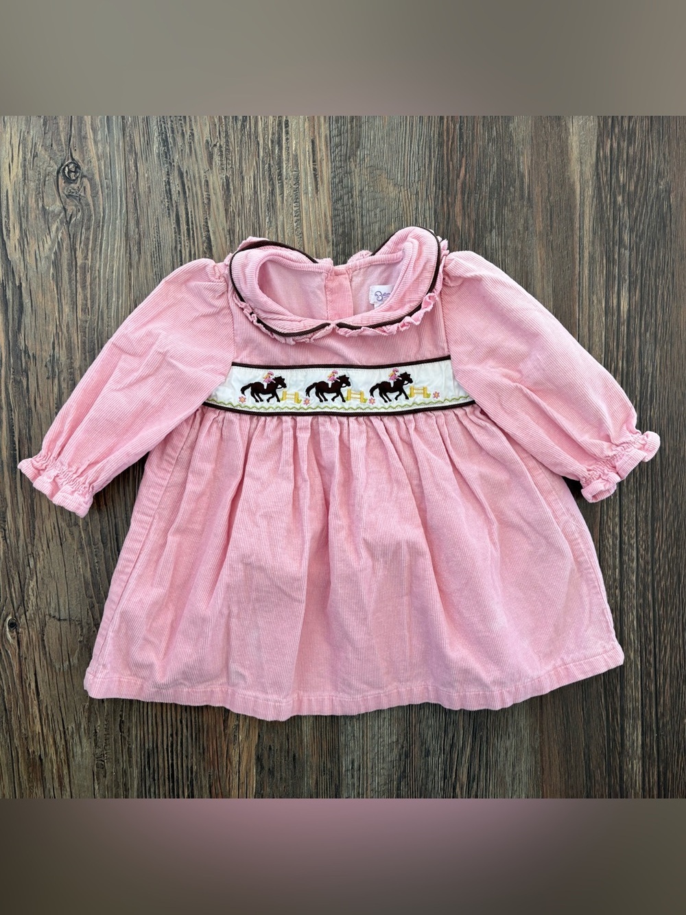 Butterflies Long Sleeve Corduroy Shirt Girls 2T Pink Horse Embroidery Equestrian